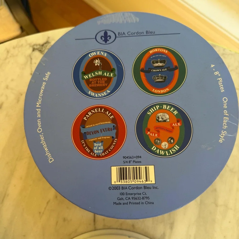 2003 BIA Cordon Bleu British Pub Brewery Ale Advertising Plates Set of 4 VTG Bar